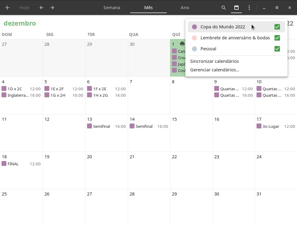 Copa do Mundo 2022: sincronize a tabela dos jogos com o Calendário do GNOME  - Linux Kamarada